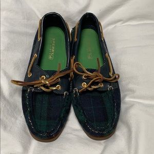 Sperry Top Sider Plaid Boat Shoe, Navy/Green